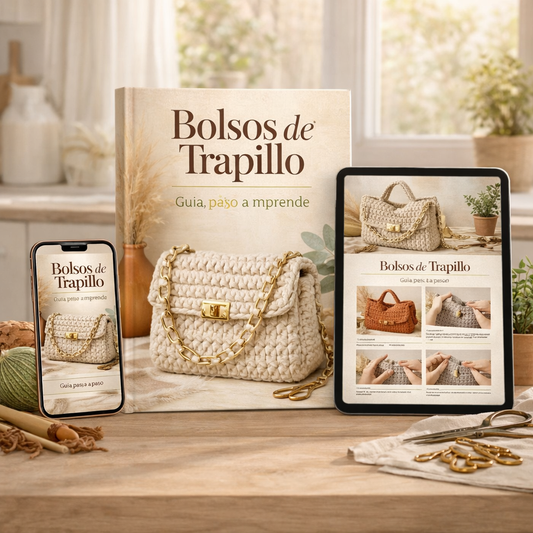 Bolsos de trapillo en Crochet + 3 Guias de regalo